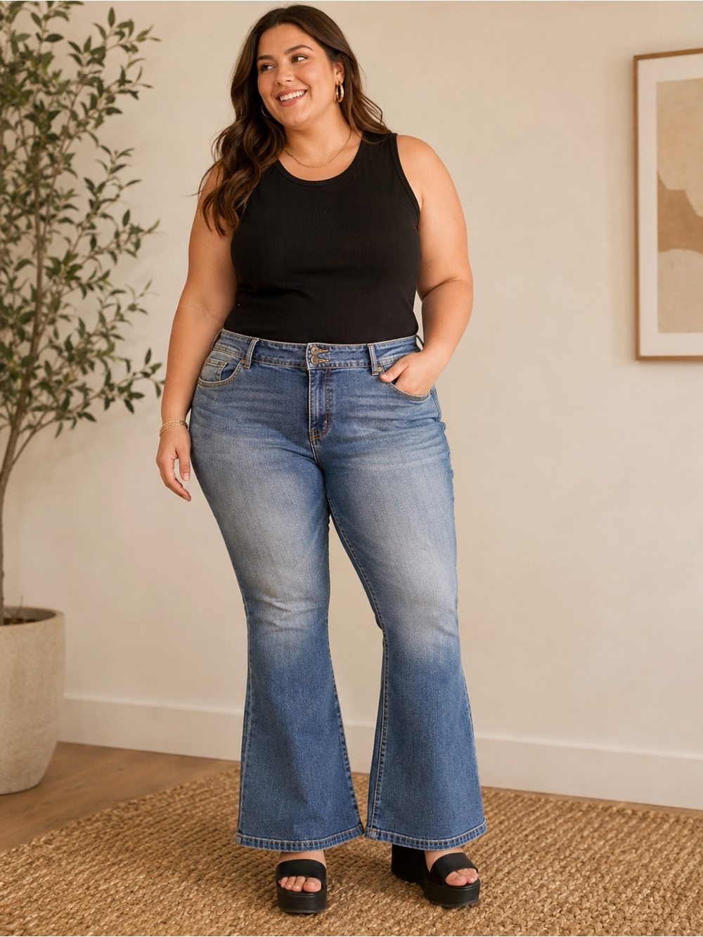 Torrid Plus Size Petite Flare Medium Wash Denim Jeans